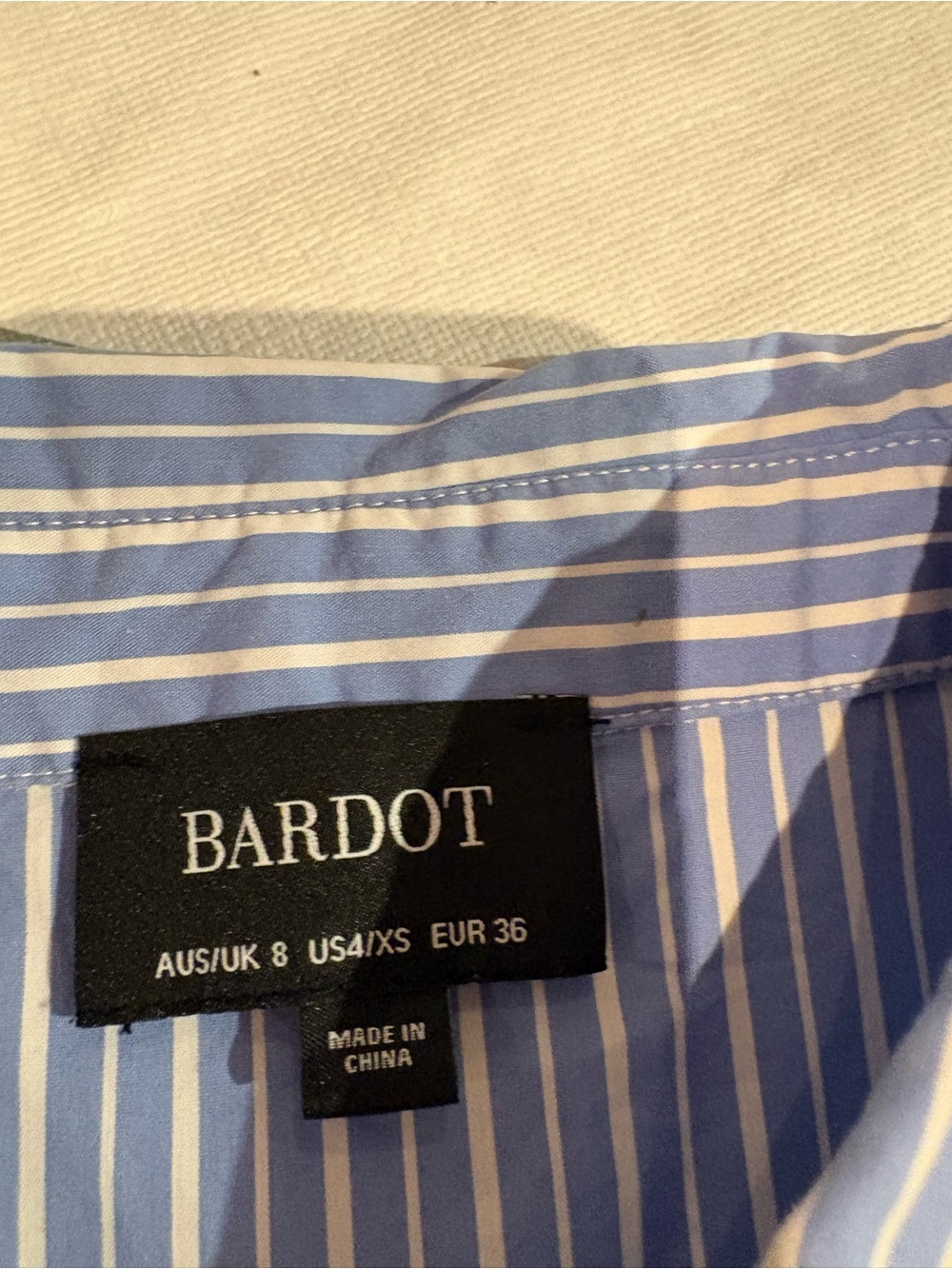 Bardot Blue & White Striped Sleeveless Button Down Top - Picture 4 of 4